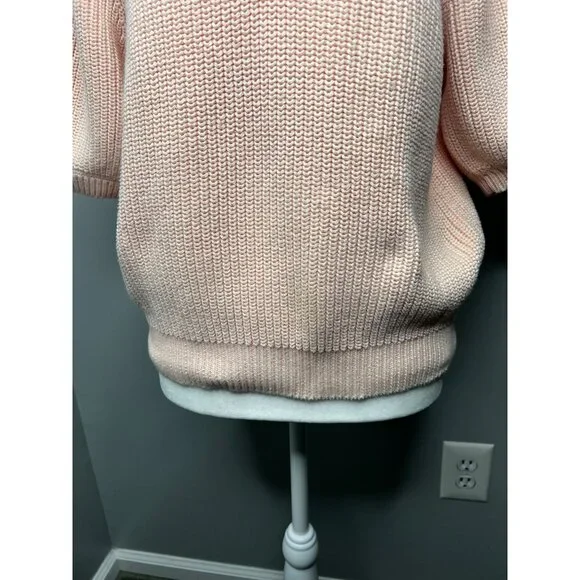 525 America V-Neck Puff Sleeve Knit Sweater Medium Womens Pink - Picture 11 of 17